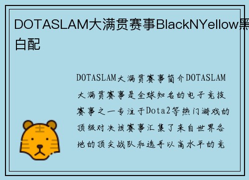 DOTASLAM大满贯赛事BlackNYellow黑白配