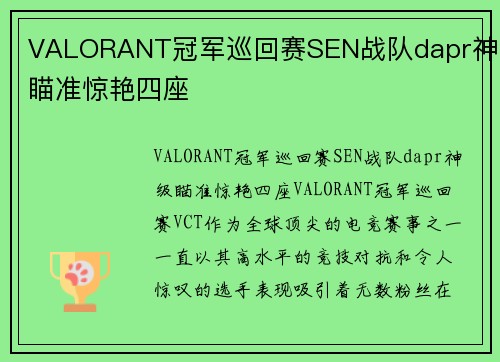 VALORANT冠军巡回赛SEN战队dapr神级瞄准惊艳四座